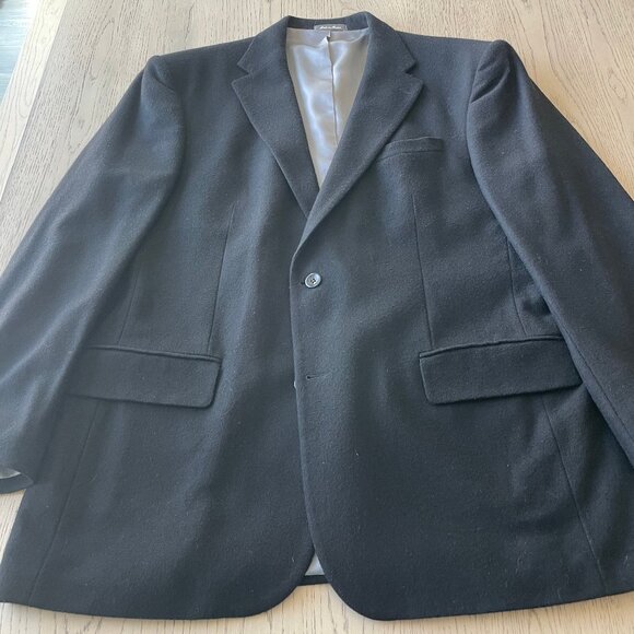 Men's Oscar de la Renta Black Wool / Cashmere Blend Blazer - 46 L - Picture 1 of 3
